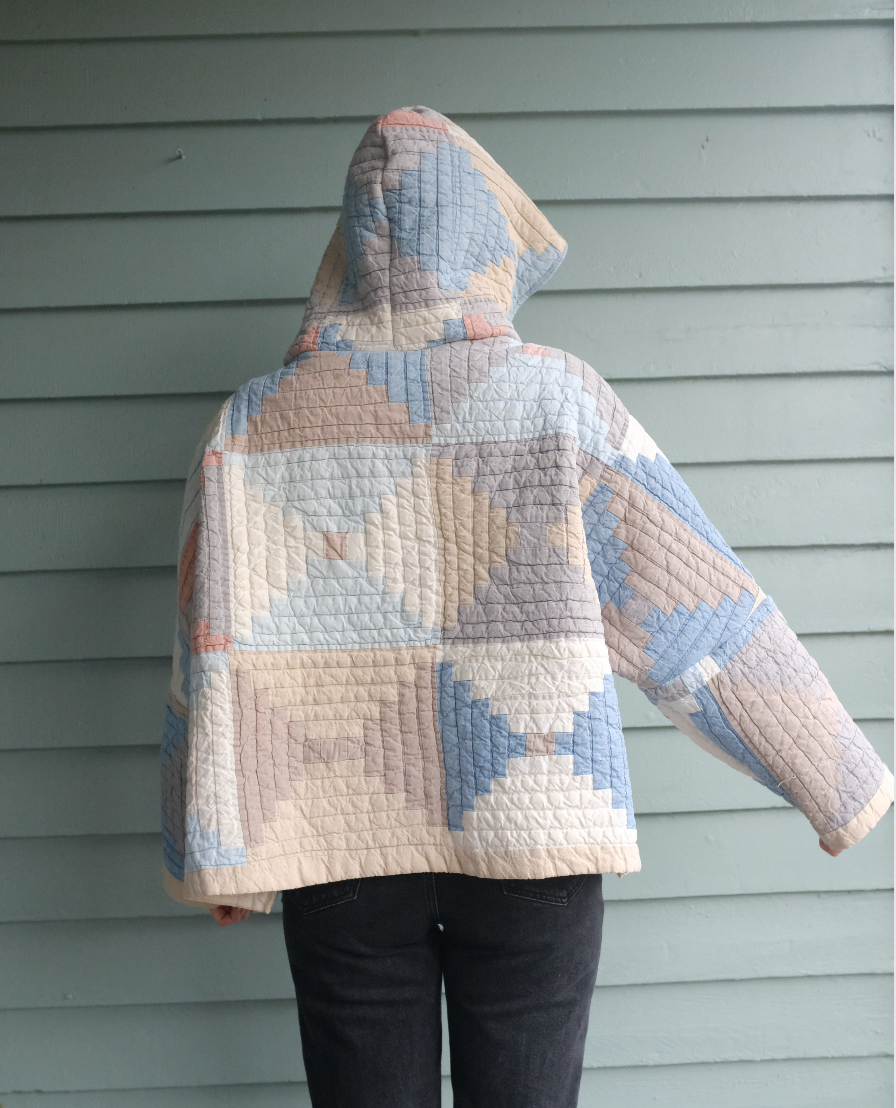 Quilt Hoodie - Pastel Log Cabin 02