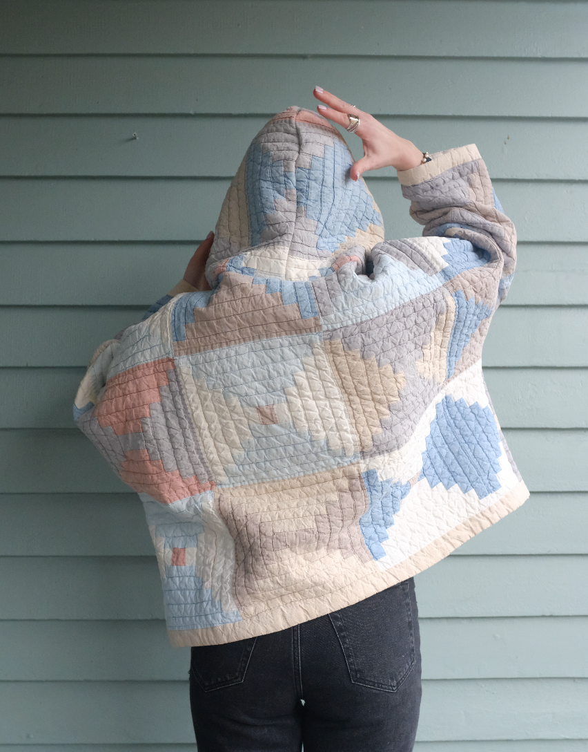 Quilt Hoodie - Pastel Log Cabin 02