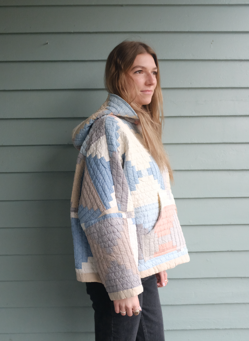 Quilt Hoodie - Pastel Log Cabin 02