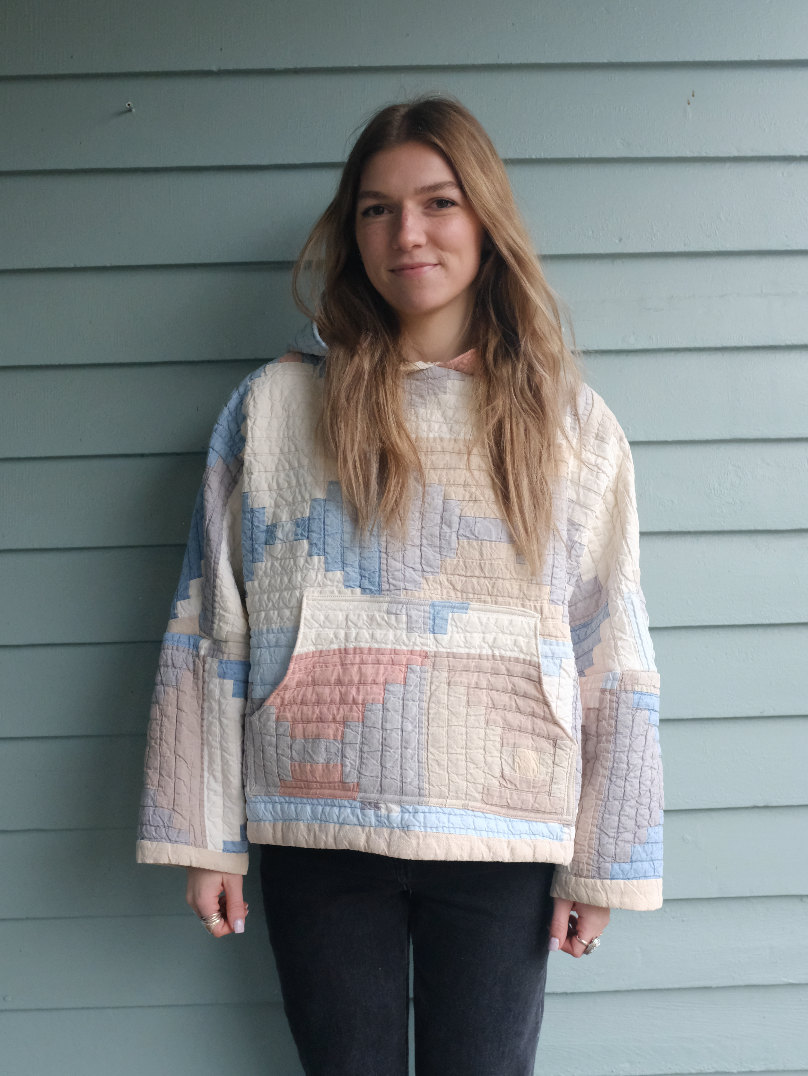 Quilt Hoodie - Pastel Log Cabin 02