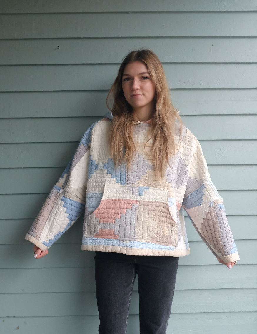 Quilt Hoodie - Pastel Log Cabin 02