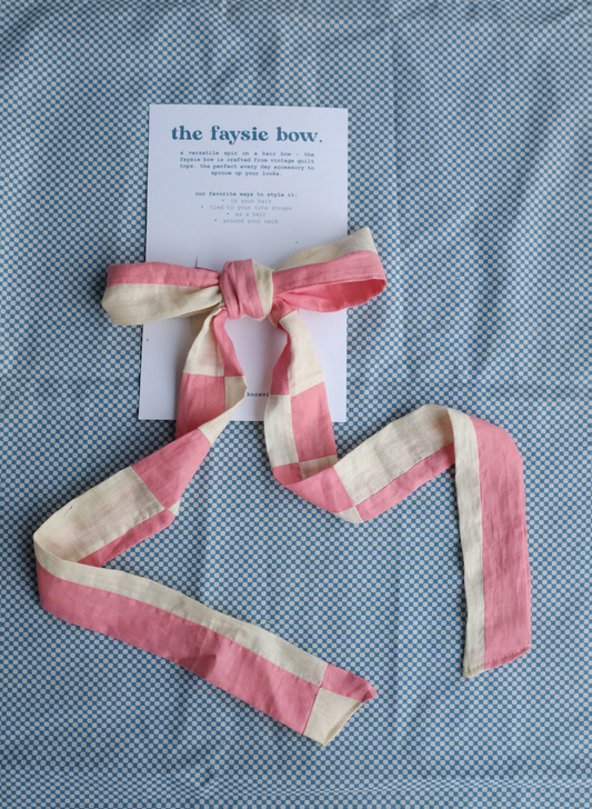 The Faysie Bow - Pink + White