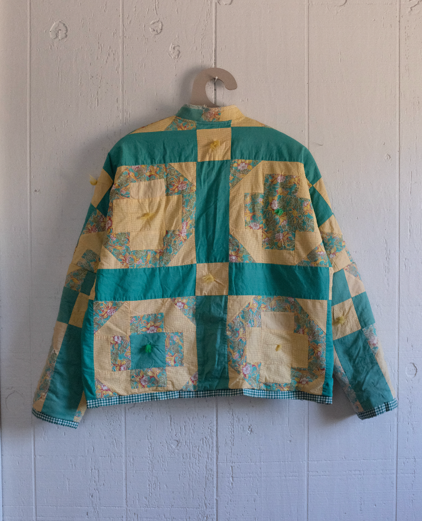 Quilt Coat - Green + Yellow Ties S/M