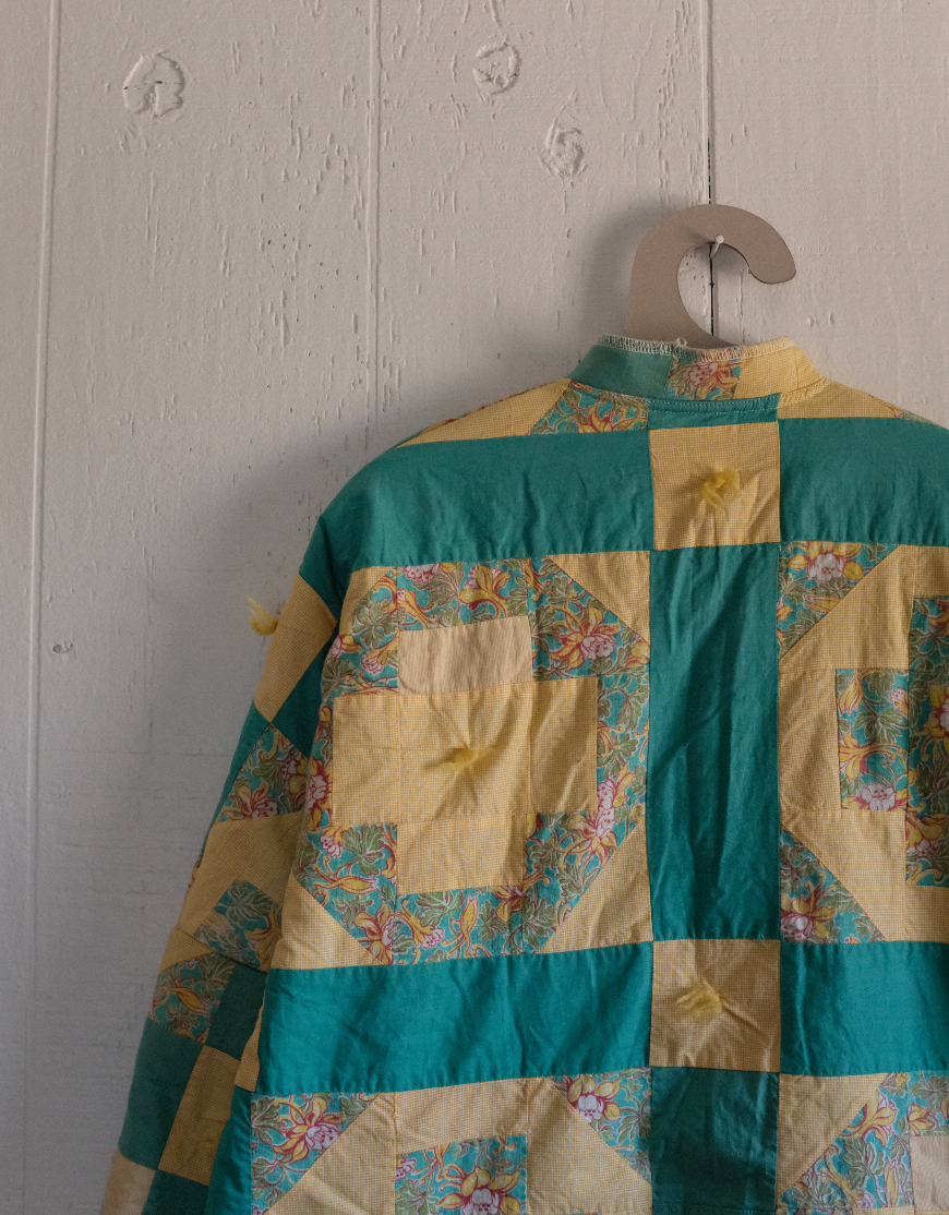 Quilt Coat - Green + Yellow Ties S/M