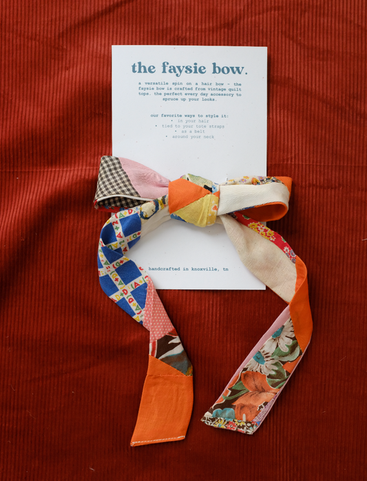 The Faysie Bow - Orange + Vibrant Feed Sack