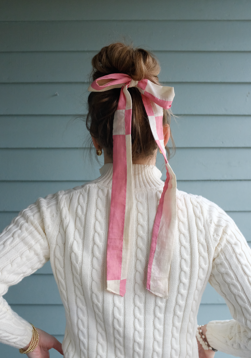 The Faysie Bow - Pink + White